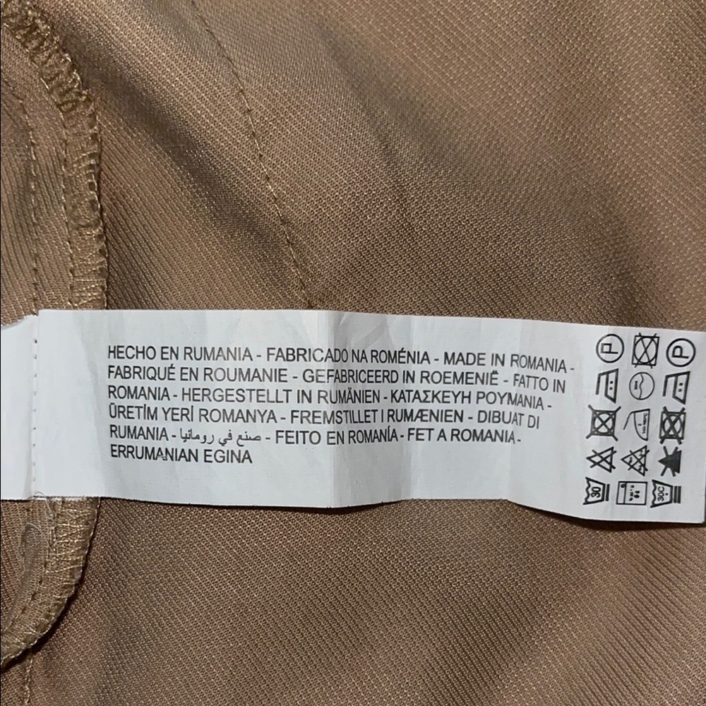 Zara Khaki  Tan Button-Down Mini Dress with pockets and belt - Picture 5 of 5